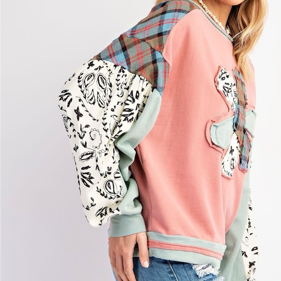 Flower Patch Mix And Match Soft Washed Crew Neck Top - Picture 3 of 4